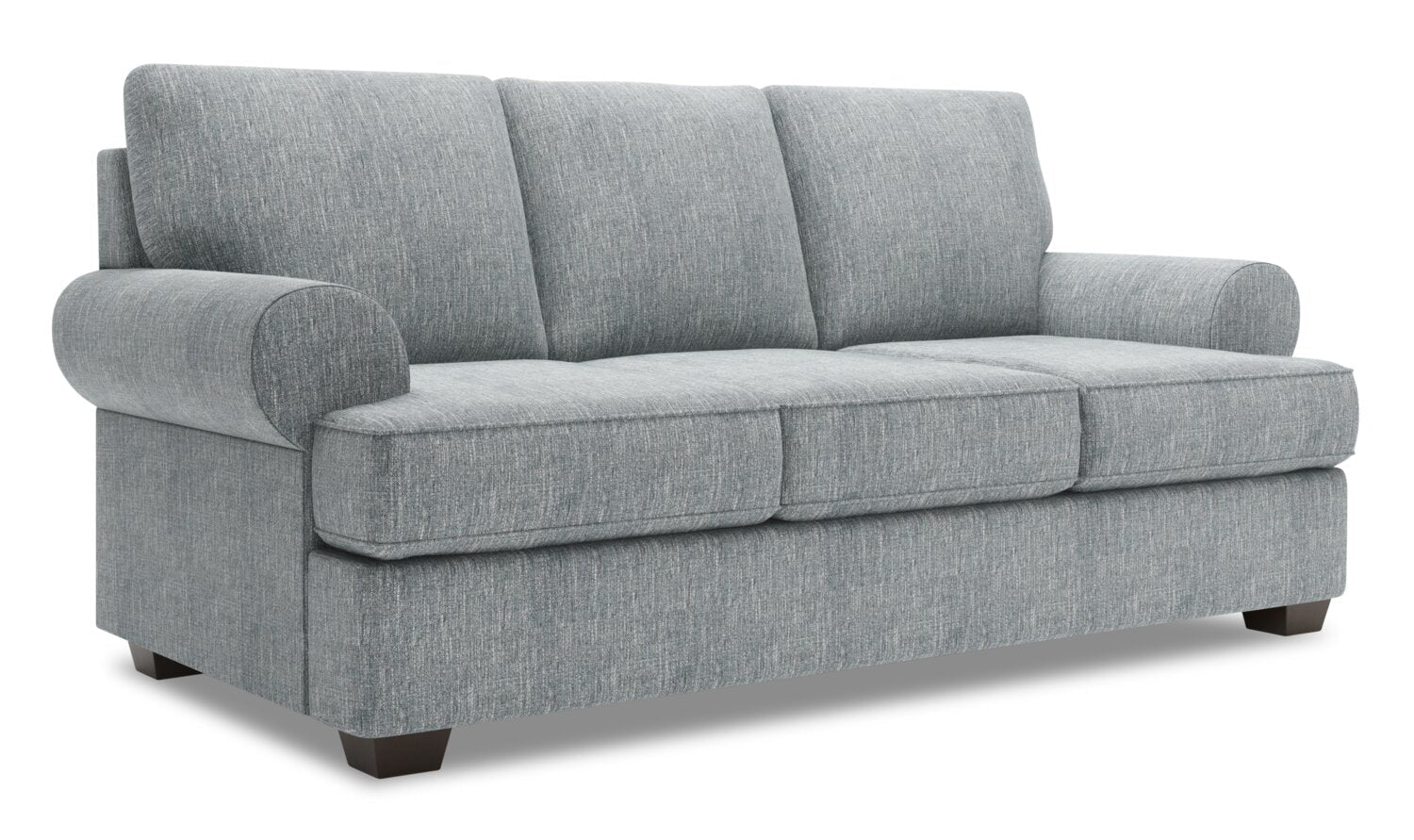 Made in Canada Customizable Sofa Lab Roll 86" Linen-Look Fabric Sofa with Rolled Arms - Luna Pewter Grey  | Sofa Roll de Sofa Lab de 86 po fabriqué au Canada en tissu d’apparence lin avec accoudoirs enroulés - gris Luna Pewter | RO102291