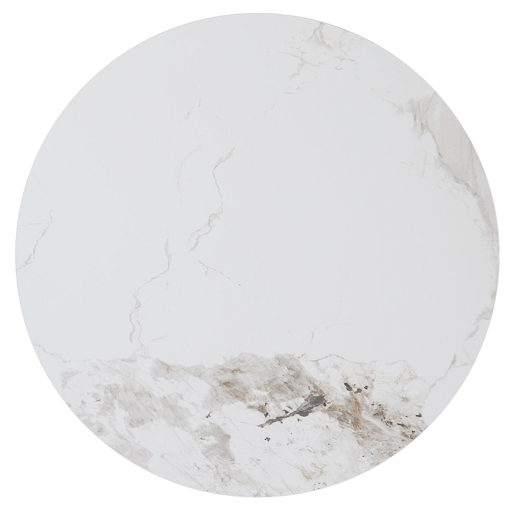 Alwin 31.5” Modern Round Coffee Table with White Sintered Stone Top - Brown | Table à café ronde moderne Alwin de 31,5 po avec dessus en pierre frittée blanche - brune