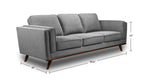 Kort & Co. Kassia 90.6" Linen-Look Fabric Sofa with Wood Base and Legs - Grey | Sofa Kassia de Kort & Co. de 90,6 po en tissu d’apparence lin avec base et pattes en bois - gris