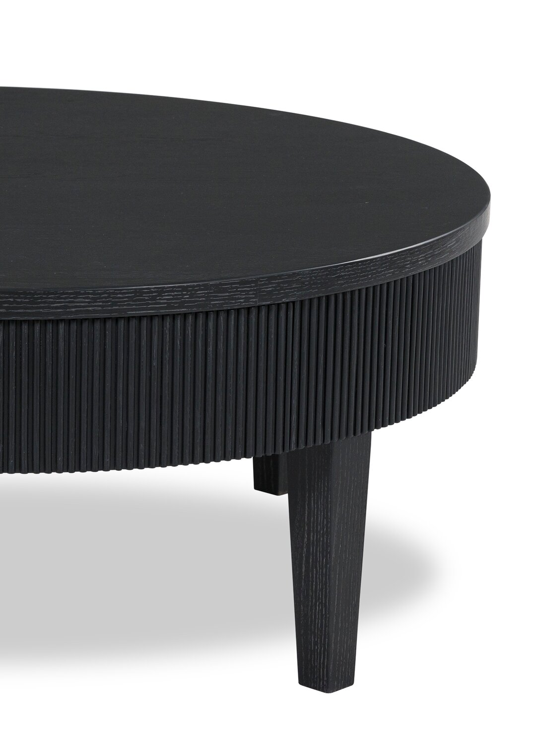 Sanford 42” Contemporary Round Solid Wood Coffee Table with Storage - Black | Table à café ronde contemporaine Sanford de 42 po en bois massif avec rangement - noire