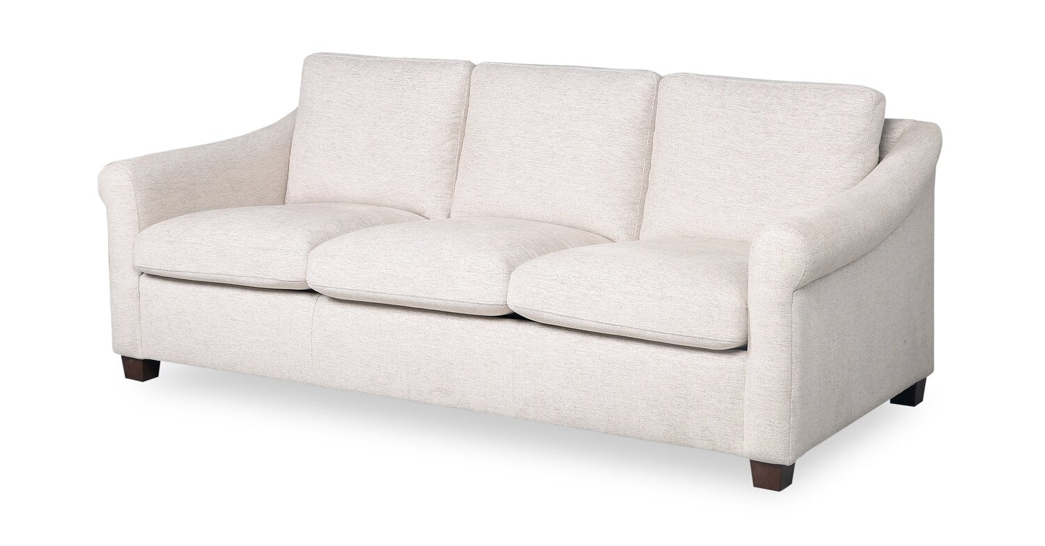 Mallie 84" Chenille Fabric Sofa with Rolled Arms and Wood Legs - Shell White | Sofa Mallie de 84 po en tissu de chenille avec accoudoirs enroulés et pattes en bois - blanc coquillage