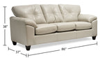 Made in Canada Addison 86" Leather-Look Fabric Sofa with Removable Seat Cushion and Tufting - Beige | Sofa Addison de 86 po fabriqué au Canada en tissu d’apparence cuir avec coussin de siège amovible et capitonnage - beige