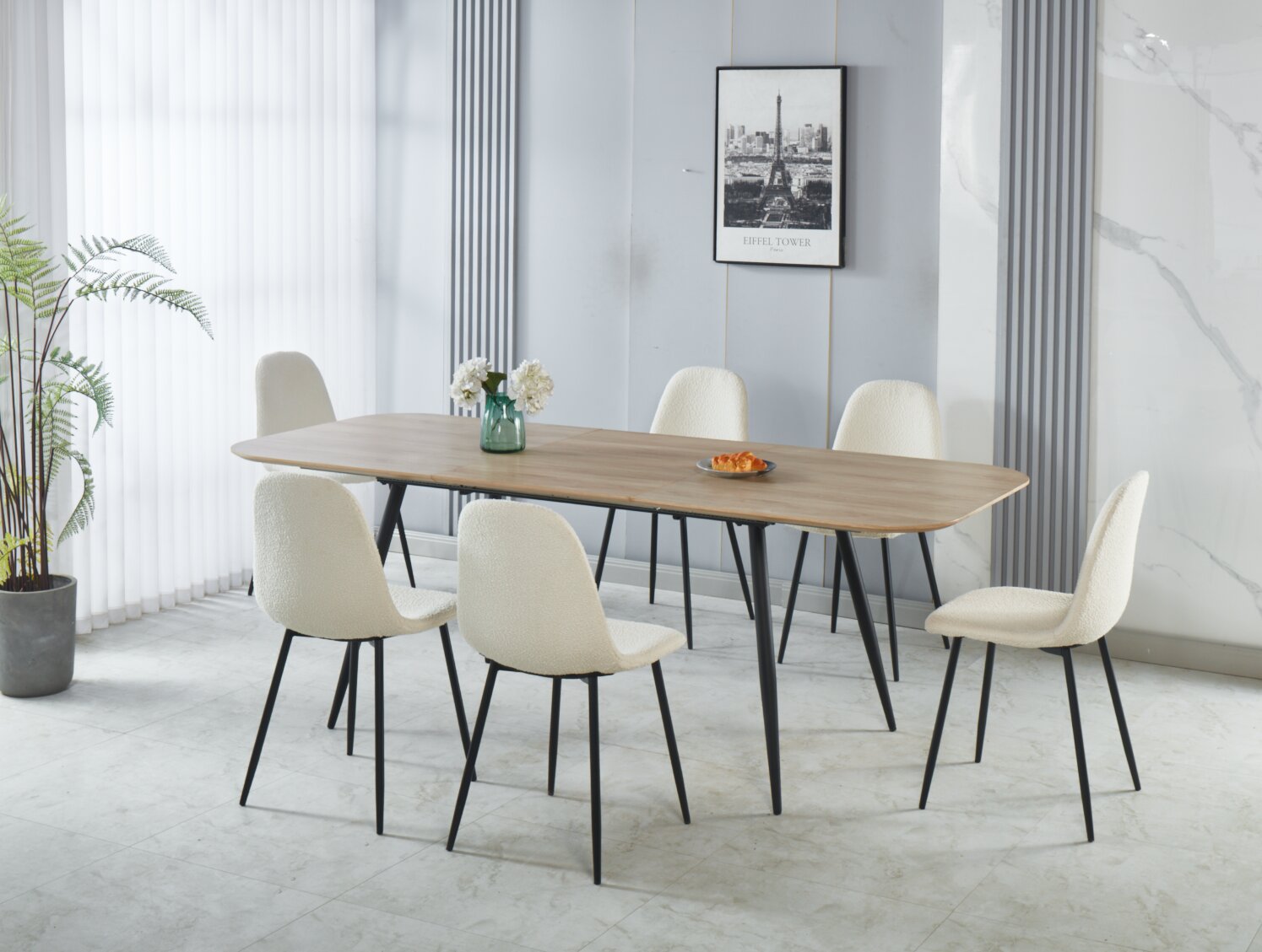 Joss Dining Chair with Polyester Fabric, Metal - White | Chaise de salle à manger Joss en tissu de polyester et en métal - blanche
