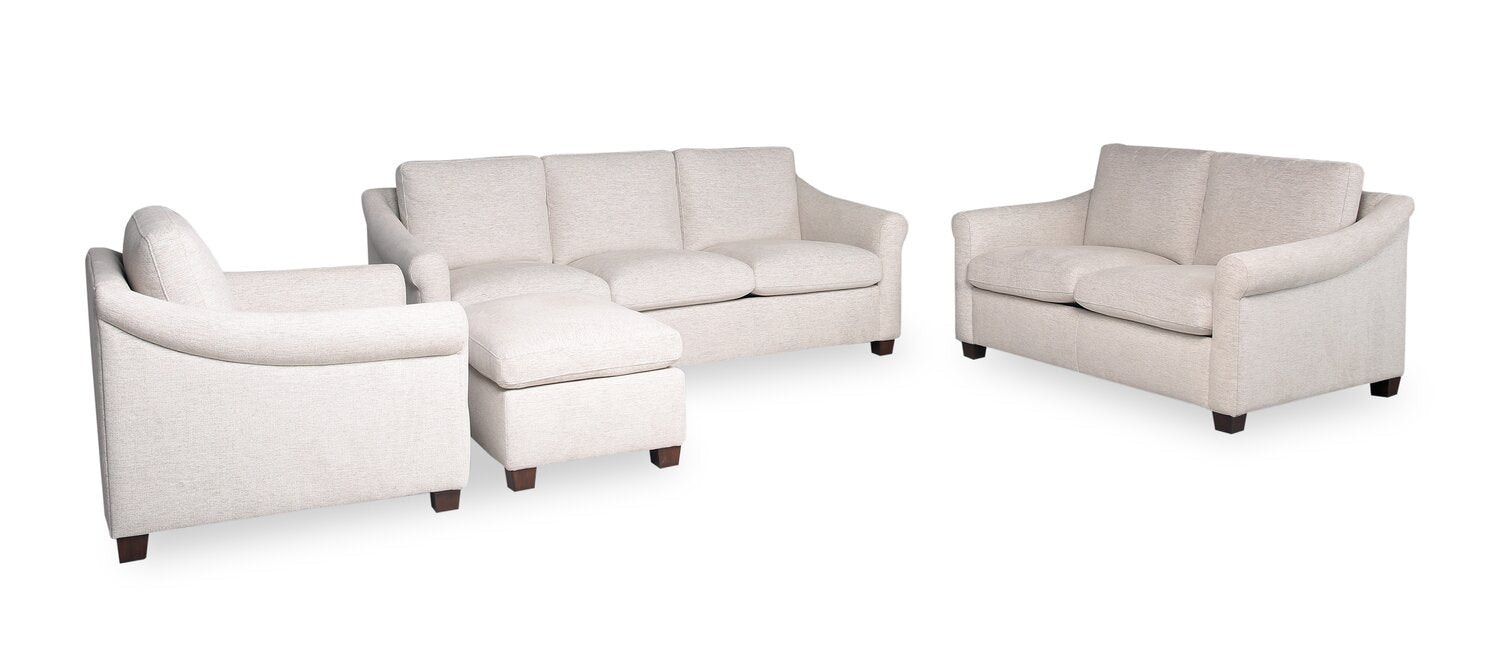Mallie 84" Chenille Fabric Sofa with Rolled Arms and Wood Legs - Shell White | Sofa Mallie de 84 po en tissu de chenille avec accoudoirs enroulés et pattes en bois - blanc coquillage