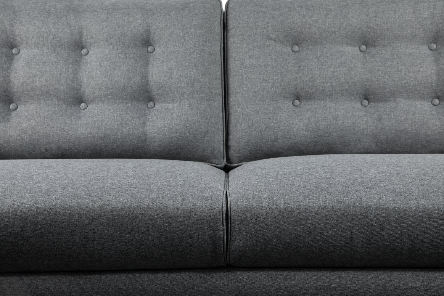 Novalee 75.5" Linen-Look Sofa with Flared Arms and Button Tufting - Grey | Sofa Novalee de 75,5 po en tissu d’apparence lin avec accoudoirs évasés et capitonnage à boutons - gris