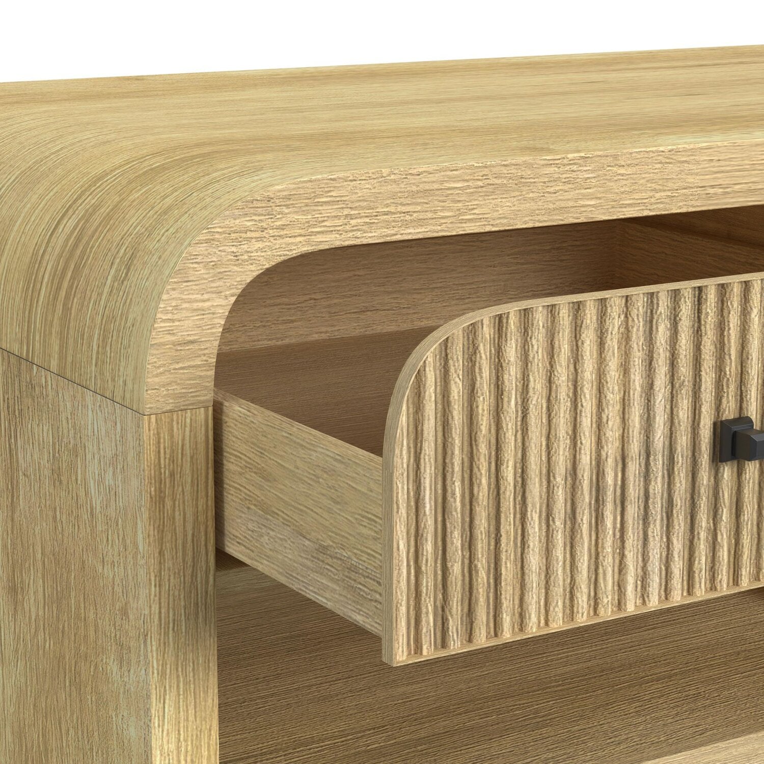 Lenore 48” Modern Coffee Table with Storage, Shelf and Casters - Natural | Table à café moderne Lenore de 48 po avec rangement, tablette et roulettes - naturelle
