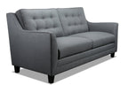 Novalee 75.5" Linen-Look Sofa with Flared Arms and Button Tufting - Grey | Sofa Novalee de 75,5 po en tissu d’apparence lin avec accoudoirs évasés et capitonnage à boutons - gris