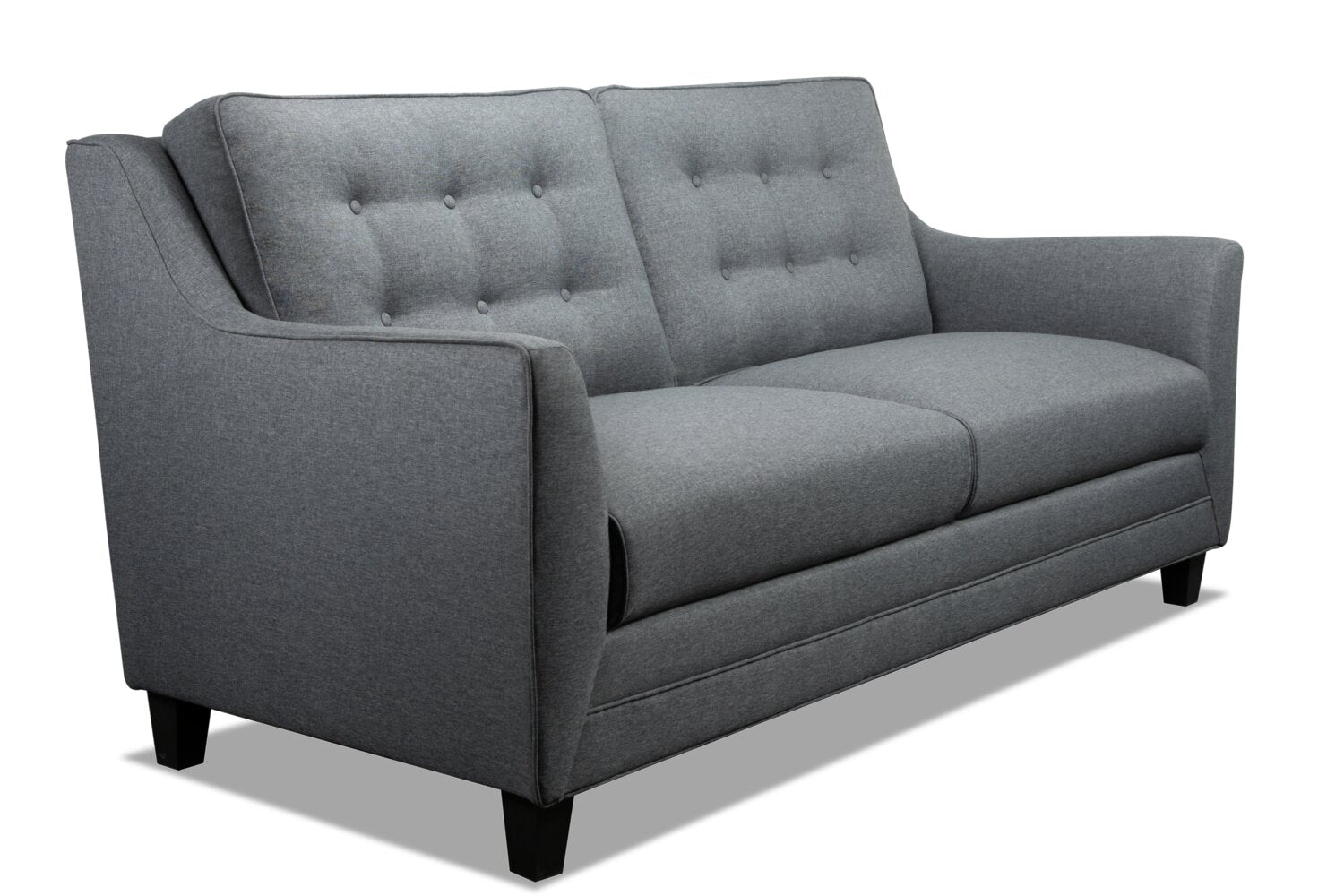 Novalee 75.5" Linen-Look Sofa with Flared Arms and Button Tufting - Grey | Sofa Novalee de 75,5 po en tissu d’apparence lin avec accoudoirs évasés et capitonnage à boutons - gris
