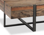 Manchester 54" Rustic Coffee Table with Storage - Brown Wood with Iron Base|Table à café rustique Manchester de 54 po avec rangement - bois brun avec base en fer