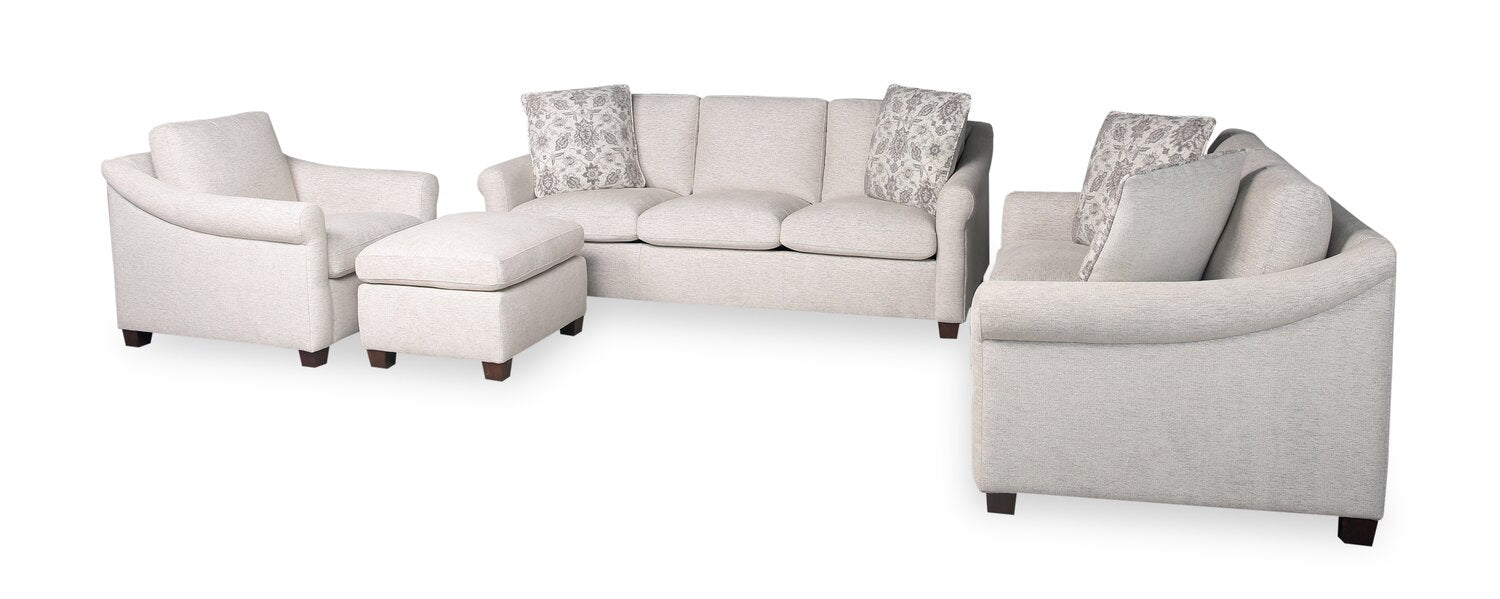 Mallie 84" Chenille Fabric Sofa with Rolled Arms and Wood Legs - Shell White | Sofa Mallie de 84 po en tissu de chenille avec accoudoirs enroulés et pattes en bois - blanc coquillage