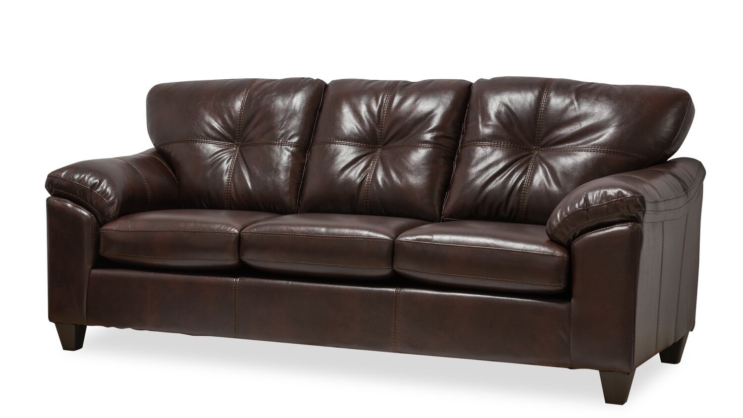 Made in Canada Addison 86" Leather-Look Fabric Sofa with Removable Seat Cushion and Tufting - Brown | Sofa Addison de 86 po fabriqué au Canada en tissu d’apparence cuir avec coussin de siège amovible et capitonnage - brun
