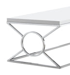 Shea 44" Glam Coffee Table - White with Chrome Metal Base|Table à café somptueuse Shea de 44 po - blanche avec base en métal chromé