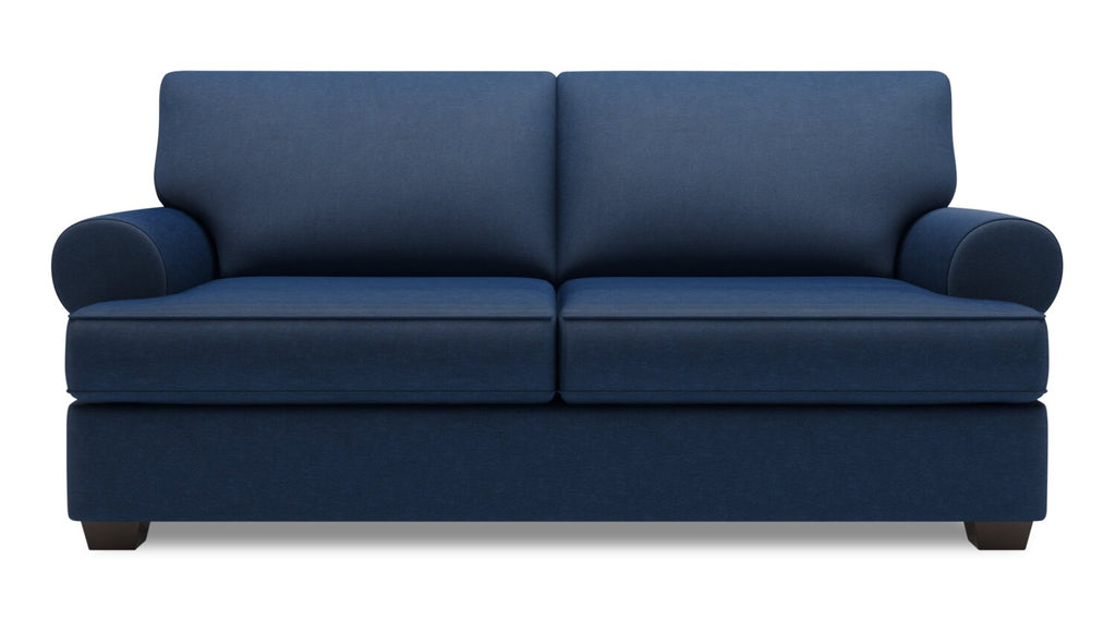 Made in Canada Customizable Sofa Lab Roll 76" Linen-Look Fabric Condo Size Sofa with Rolled Arms - Pax Navy Blue | Sofa Roll de Sofa Lab de 76 po de format condo fabriqué au Canada en tissu d’apparence lin - bleu Pax Navy | RO093149
