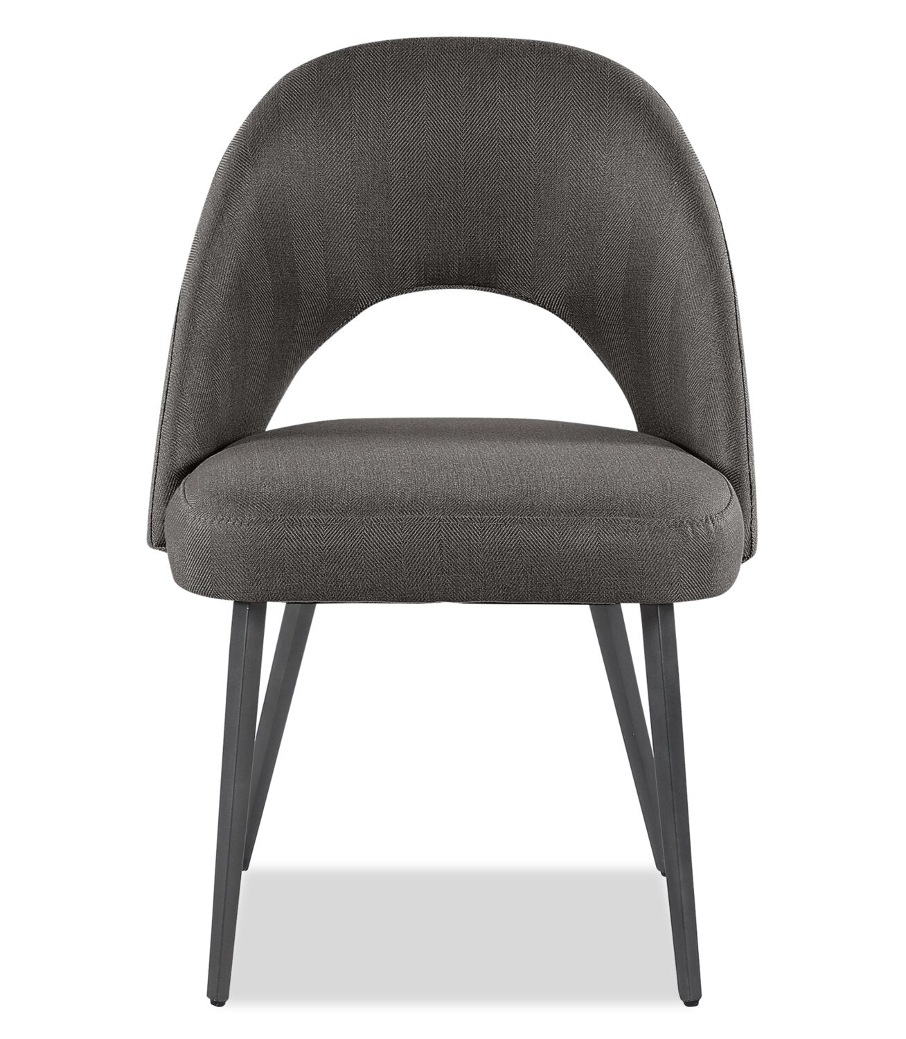 Elijah Dining Chair with Linen-Look Fabric, Metal - Grey | Chaise de salle à manger Elijah en tissu d’apparence lin et en métal - grise