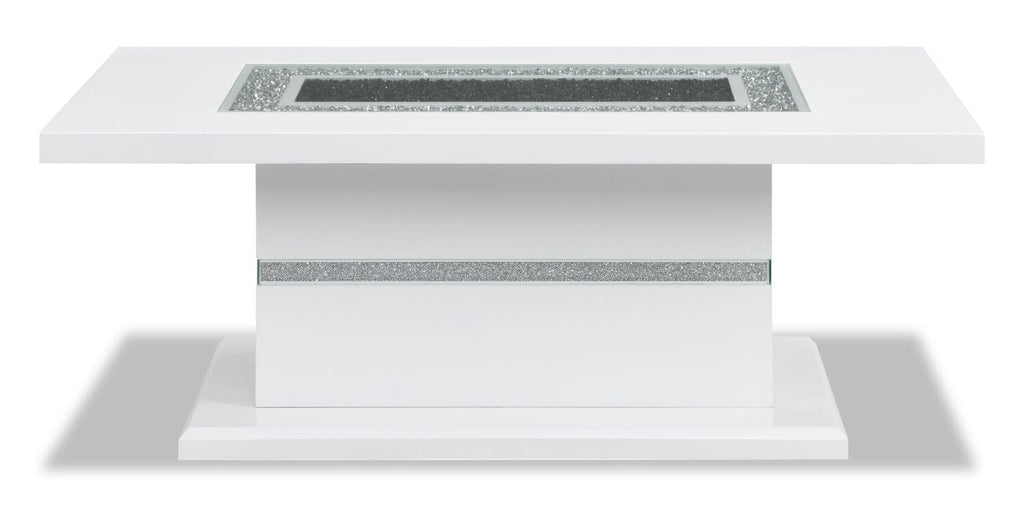 Garbo 52" Glam Coffee Table - White and Silver with Glitter Accents|Table à café somptueuse Garbo de 52 po - blanche et argentée avec touches de paillettes