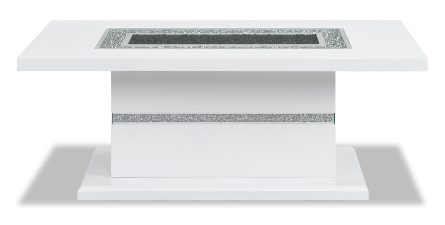 Garbo 52" Glam Coffee Table - White and Silver with Glitter Accents|Table à café somptueuse Garbo de 52 po - blanche et argentée avec touches de paillettes