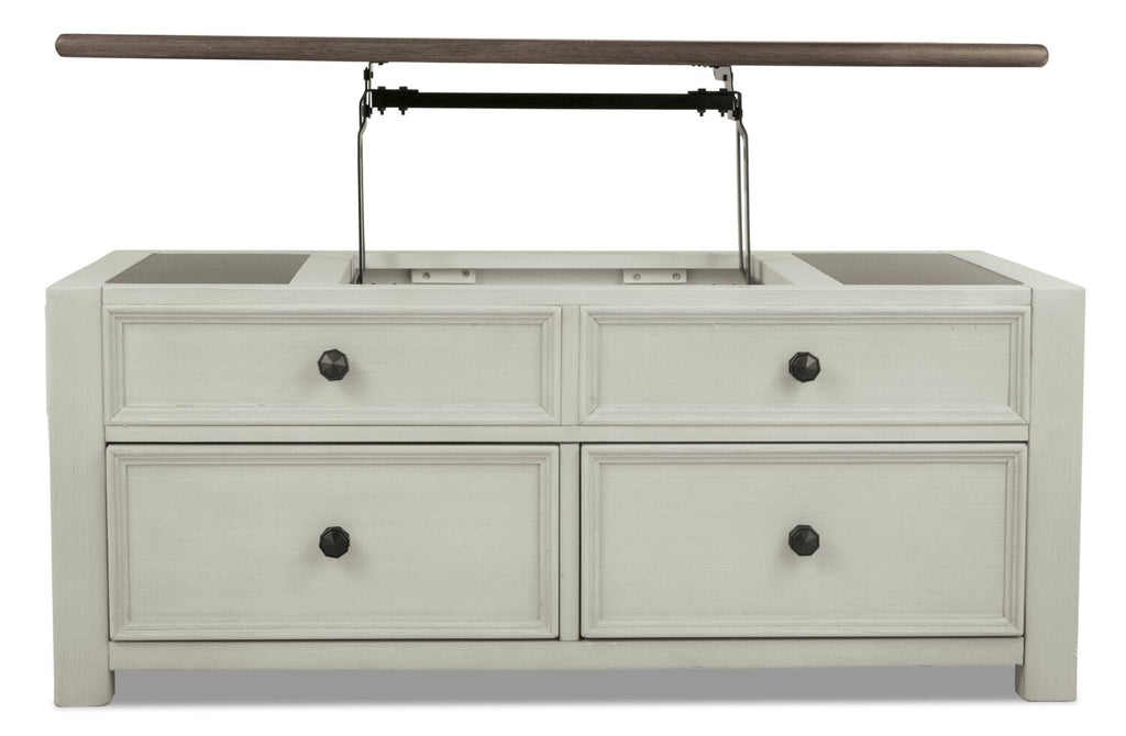 Colby 46" Rustic Lift Top Coffee Table with Storage and Casters - Two Tone Wood|Table à café rustique Colby de 46 po avec dessus relevable, rangement et roulettes - bois deux teintes