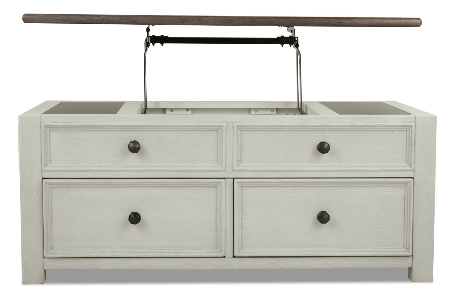 Colby 46" Rustic Lift Top Coffee Table with Storage and Casters - Two Tone Wood|Table à café rustique Colby de 46 po avec dessus relevable, rangement et roulettes - bois deux teintes