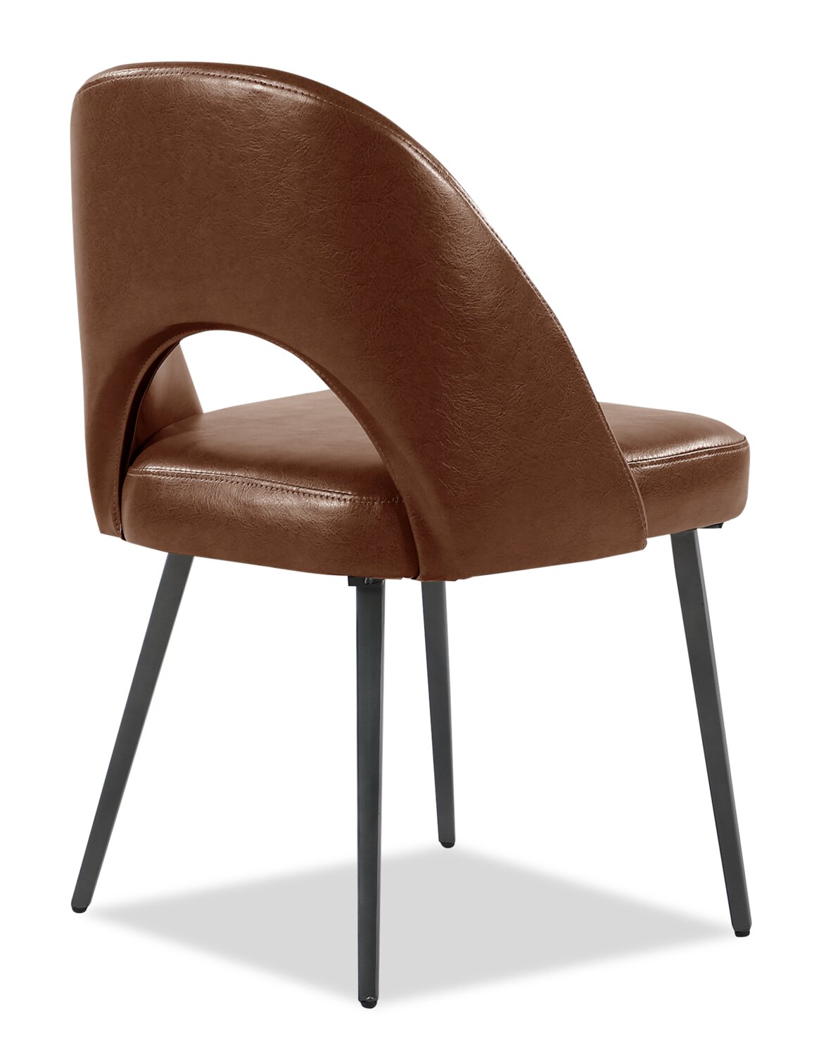 Elijah Dining Chair with Vegan Leather Fabric, Metal - Brown | Chaise de salle à manger Elijah en tissu de cuir végétalien et en métal - brune