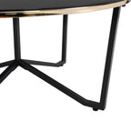 Xander 36" Modern Round Glass Top Coffee Table - Black and Gold with Metal Legs|Table à café ronde moderne Xander de 36 po avec dessus en verre - noire et dorée avec pattes en métal