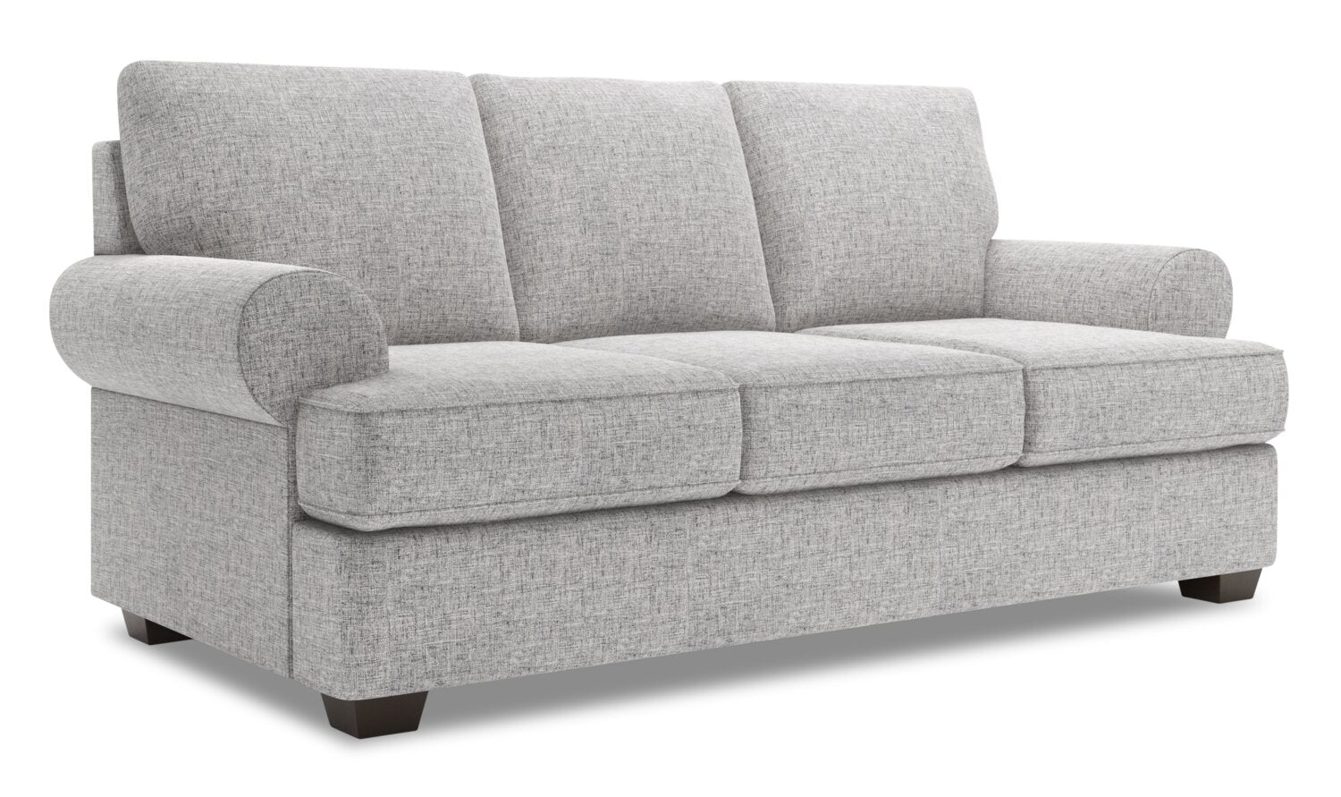 Made in Canada Customizable Sofa Lab Roll 86" Linen-Look Fabric Sofa with Rolled Arms - Luna Domino Grey | Sofa Roll de Sofa Lab de 86 po fabriqué au Canada en tissu d’apparence lin avec accoudoirs enroulés - gris Luna Domino | RO102191