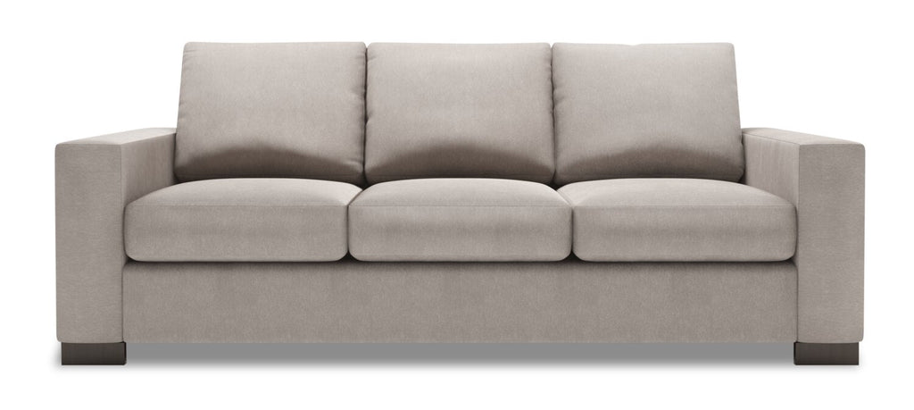 Made in Canada Customizable Sofa Lab Track 85" Linen-Look Fabric Sofa with Track Arms - Pax Slate Grey | Sofa Track de Sofa Lab de 85 po fabriqué au Canada en tissu d’apparence lin avec accoudoirs rectilignes - gris Pax Slate | TR103049