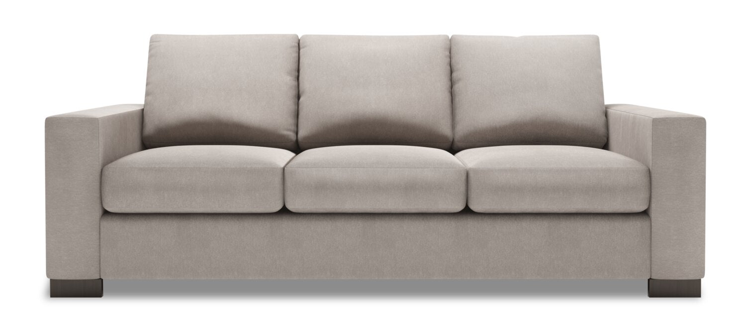 Made in Canada Customizable Sofa Lab Track 85" Linen-Look Fabric Sofa with Track Arms - Pax Slate Grey | Sofa Track de Sofa Lab de 85 po fabriqué au Canada en tissu d’apparence lin avec accoudoirs rectilignes - gris Pax Slate | TR103049