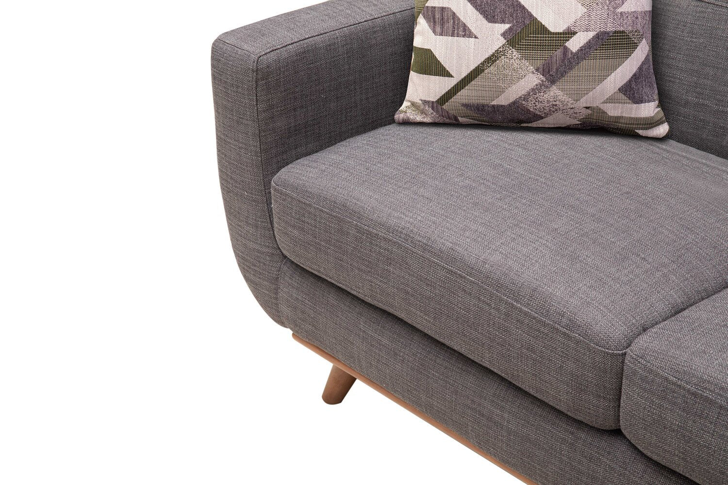 Kort & Co. Freeman 88" Linen-Look Fabric Sofa with Wood Base and Tufted Back Cushions - Charcoal Grey | Sofa Freeman Kort & Co. de 88 po en tissu d’apparence lin avec pattes en bois et coussins de dossier capitonnés - gris anthracite