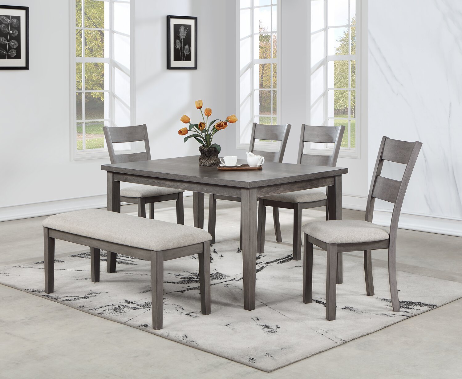 Krew Dining Table, Melamine, 60"W - Grey | Table de salle à manger Krew de 60 po (L) en mélamine - grise