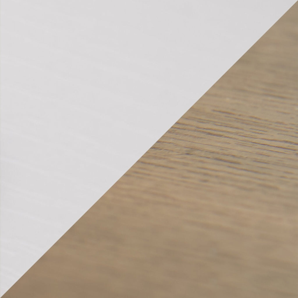 Kort & Co. Logan 23.25" Traditional Coffee Table with Storage and Shelf - White and Walnut Oak |Table à café traditionnelle Logan de Kort & Co. de 23,25 po avec rangement et tablette - blanche et chêne noyer