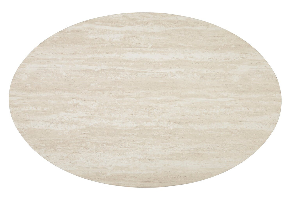 Tarica 47" Modern Oval 3-Pack Coffee + 2 End Tables - Cream and Gold with Metal Legs|Ensemble 3 tables ovales modernes Tarica de 47 po (table à café et 2 tables de bout) - crème et doré avec pattes en métal