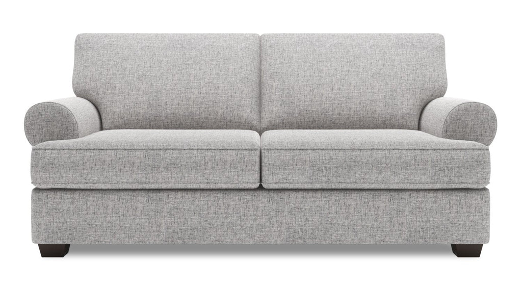 Made in Canada Customizable Sofa Lab Roll 76" Linen-Look Fabric Condo Size Sofa with Rolled Arms - Luna Domino Grey | Sofa Roll de Sofa Lab de 76 po de format condo fabriqué au Canada en tissu d’apparence lin - gris Luna Domino | RO092191