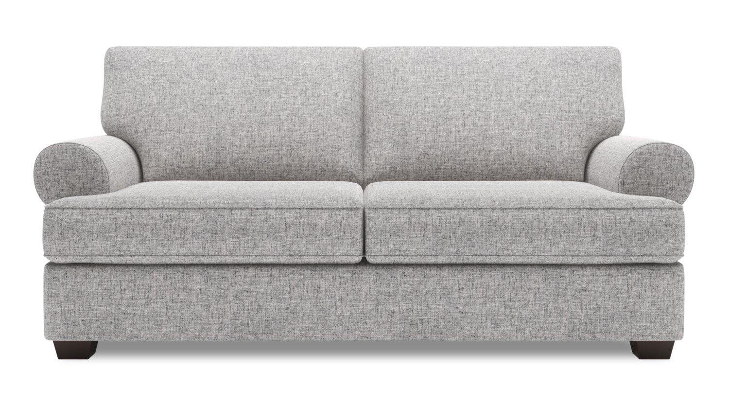 Made in Canada Customizable Sofa Lab Roll 76" Linen-Look Fabric Condo Size Sofa with Rolled Arms - Luna Domino Grey | Sofa Roll de Sofa Lab de 76 po de format condo fabriqué au Canada en tissu d’apparence lin - gris Luna Domino | RO092191
