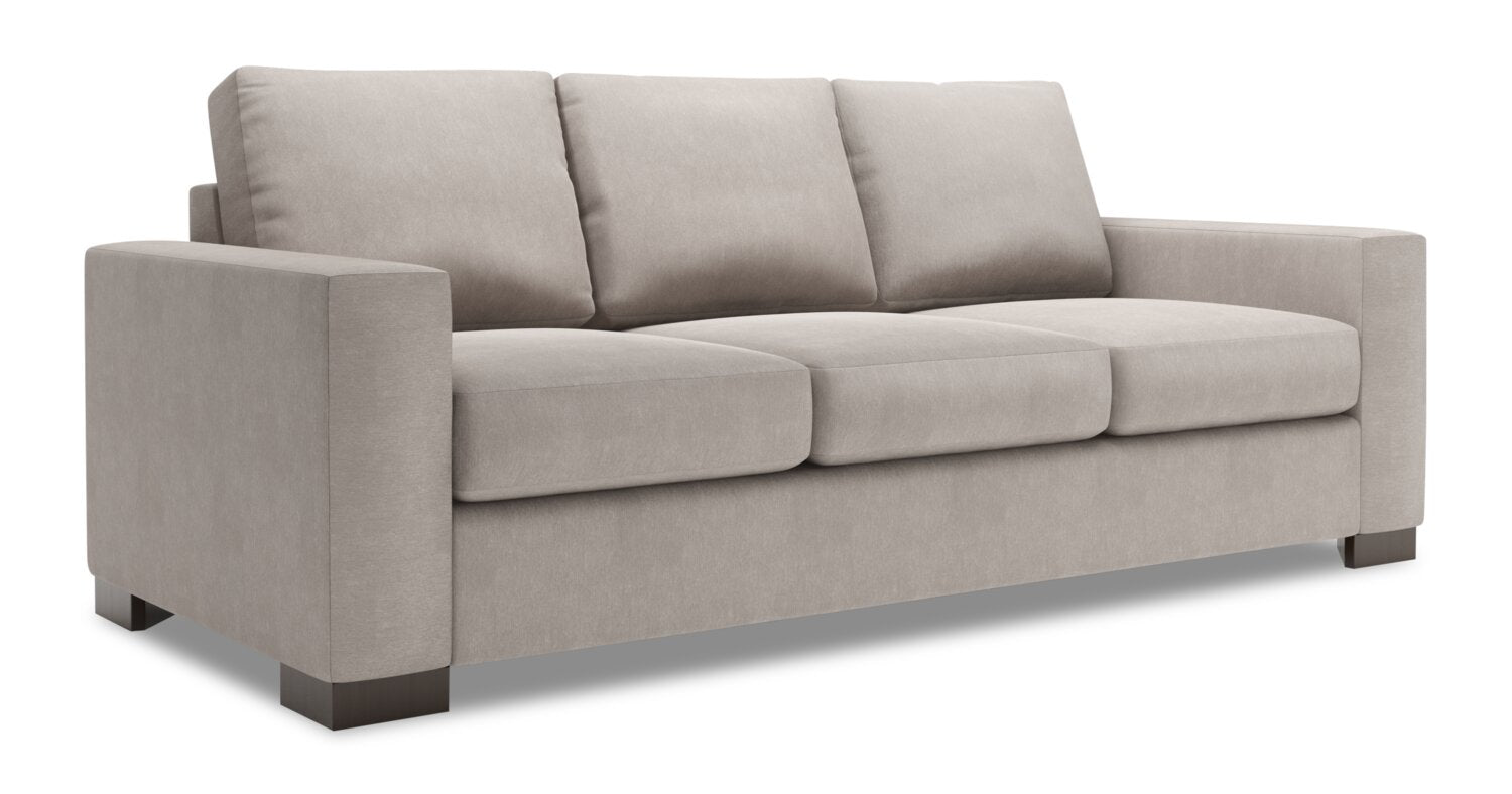 Made in Canada Customizable Sofa Lab Track 85" Linen-Look Fabric Sofa with Track Arms - Pax Slate Grey | Sofa Track de Sofa Lab de 85 po fabriqué au Canada en tissu d’apparence lin avec accoudoirs rectilignes - gris Pax Slate | TR103049