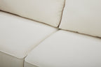 Cindy Crawford Home Gena 78.7" Linen-Look Fabric Condo Size Sofa with Removable Back Cushions - Cotton White | Sofa Gena de Cindy Crawford Home de 78,7 po de format condo en tissu d’apparence lin avec coussins de dossier amovibles - blanc coton