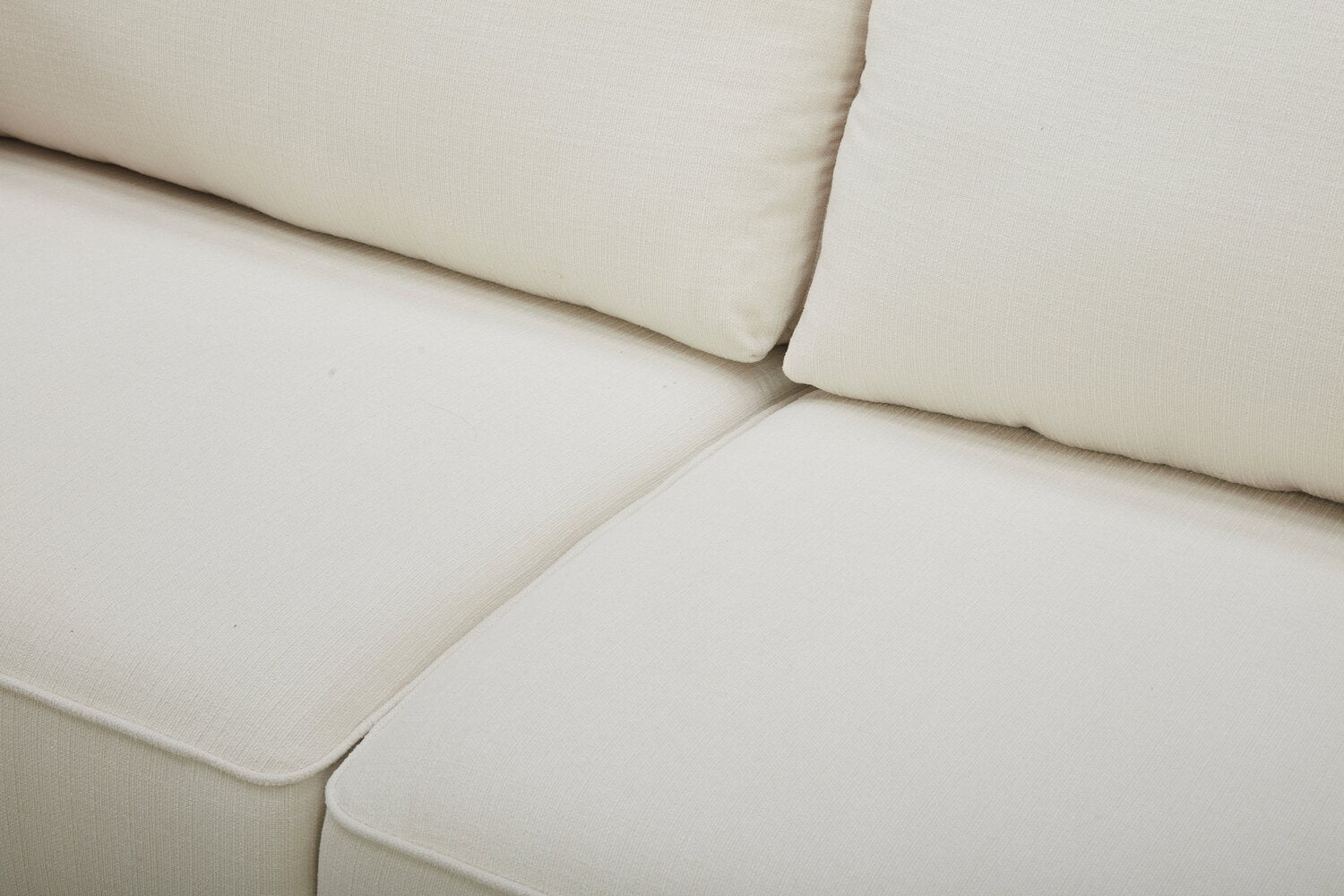 Cindy Crawford Home Gena 78.7" Linen-Look Fabric Condo Size Sofa with Removable Back Cushions - Cotton White | Sofa Gena de Cindy Crawford Home de 78,7 po de format condo en tissu d’apparence lin avec coussins de dossier amovibles - blanc coton