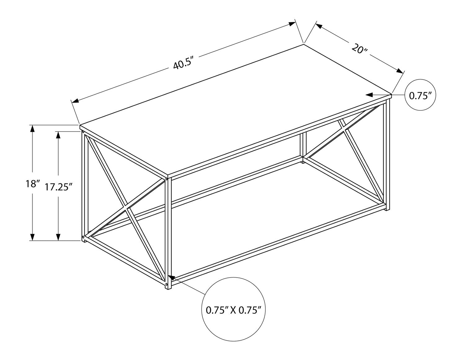 Millie 40.5" Modern Coffee Table - Taupe with Black Metal Base|Table à café moderne Millie de 40,5 po - taupe avec base en métal noir