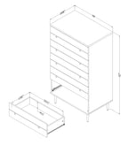 Lake Bedroom Chest of Drawers, 5-Drawer, 29"W x 52"H, Made in Canada, Glam - White | Commode verticale somptueuse Lake de 29 po (L) x 52 po (H) à 5 tiroirs pour la chambre à coucher, fabriquée au Canada - blanche