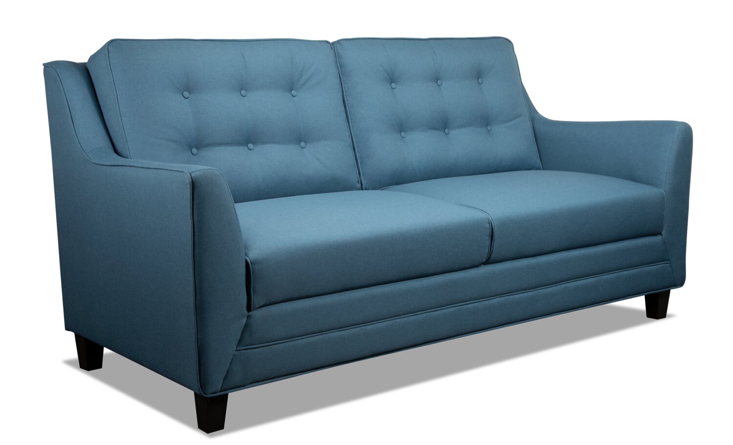 Novalee 75.5" Linen-Look Sofa with Flared Arms and Button Tufting - Blue | Sofa Novalee de 75,5 po en tissu d’apparence lin avec accoudoirs évasés et capitonnage à boutons - bleu