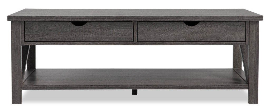 Jake 47.25" Rustic 2-Pack Coffee + End Table with Storage and Shelf - Distressed Grey |2 tables à café rustiques Jake de 47,25 po avec rangement et tablette - gris vieilli