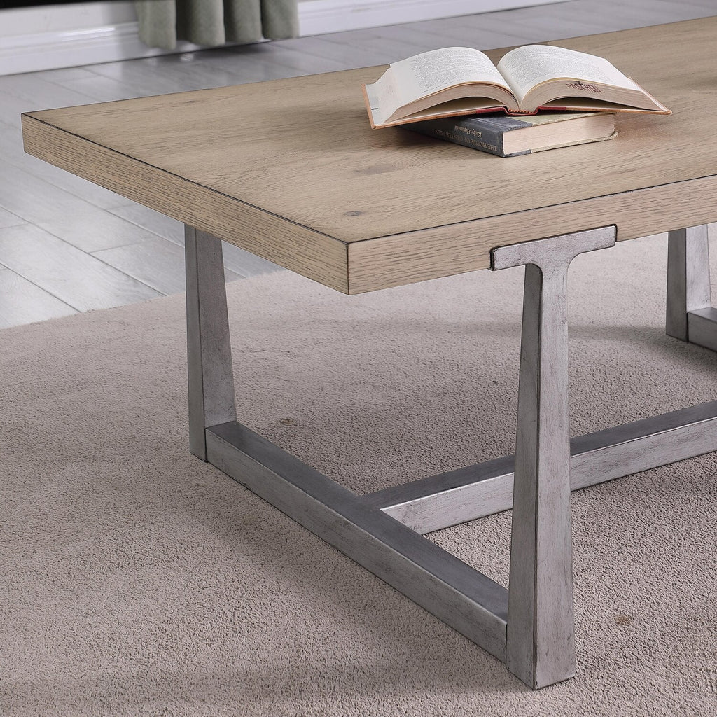 Alton 48" Modern Coffee Table - Light Oak with Grey Metal Legs | Table à café Alton moderne de 48 po - chêne clair avec pattes en métal gris