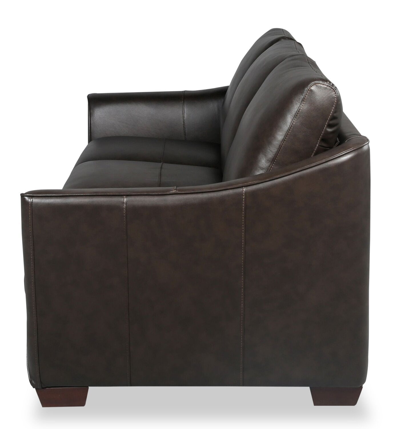 Cindy Crawford Home Royce 84" Genuine Leather Sofa with Removable Cushions and Wood Legs - Chocolate Brown | Sofa Royce de Cindy Crawford Home de 84 po en cuir véritable avec coussins amovibles et pattes en bois - brun chocolat