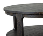 Axl 40" Traditional Round Coffee Table with Shelf - Dark Grey-Brown Wood|Table à café ronde traditionnelle Axl de 40 po avec tablette - bois gris-brun foncé