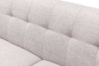 Kort & Co. Freeman 88" Linen-Look Fabric Sofa with Wood Base and Tufted Back Cushions - Dove White | Sofa Freeman Kort & Co. de 88 po en tissu d’apparence lin avec pattes en bois et coussins de dossier capitonnés - blanc colombe