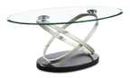 Vikki 48" Modern Oval Glass Top Coffee Table - Glass with Metal Base|Table à café ovale moderne Vikki de 48 po avec dessus en verre - verre avec base en métal