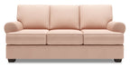 Made in Canada Customizable Sofa Lab Roll 86" Linen-Look Fabric Sofa with Rolled Arms - Pax Rose Pink | Sofa Roll de Sofa Lab de 86 po fabriqué au Canada en tissu d’apparence lin avec accoudoirs enroulés - rose Pax Rose | RO103249