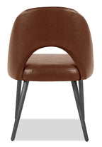 Elijah Dining Chair with Vegan Leather Fabric, Metal - Brown | Chaise de salle à manger Elijah en tissu de cuir végétalien et en métal - brune