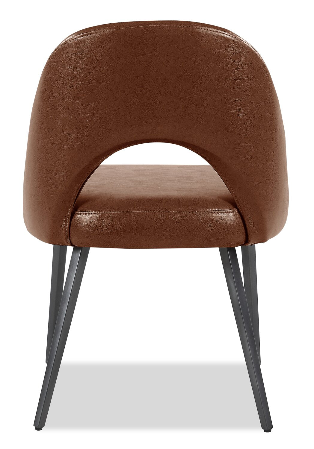 Elijah Dining Chair with Vegan Leather Fabric, Metal - Brown | Chaise de salle à manger Elijah en tissu de cuir végétalien et en métal - brune