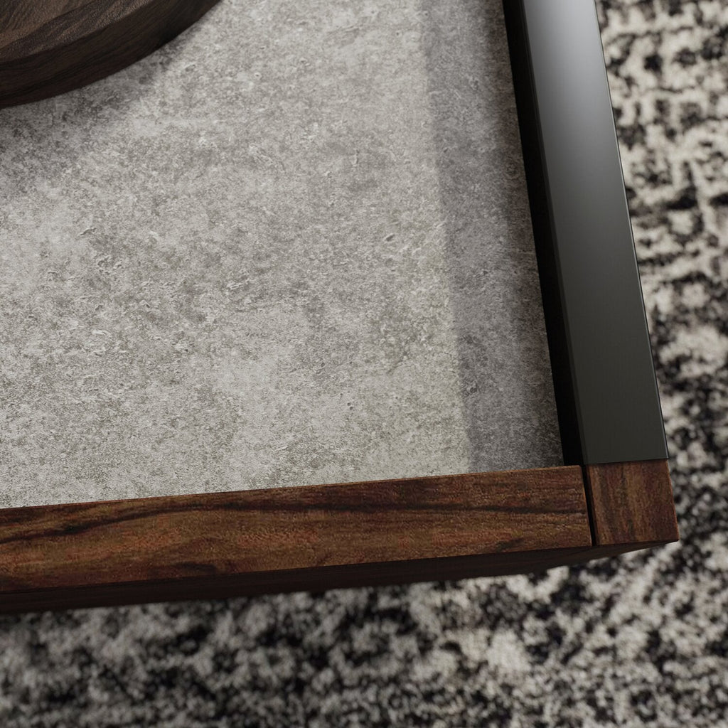 Benson 31” Modern Coffee Table with Storage - Dark Brown and Grey | Table à café moderne Benson de 31 po avec rangement - brun foncé et grise