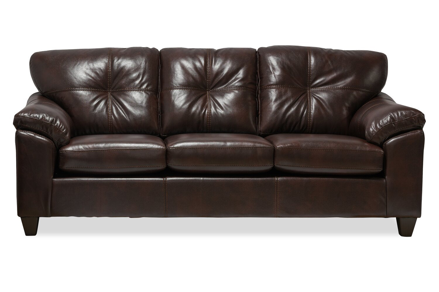 Made in Canada Addison 86" Leather-Look Fabric Sofa with Removable Seat Cushion and Tufting - Brown | Sofa Addison de 86 po fabriqué au Canada en tissu d’apparence cuir avec coussin de siège amovible et capitonnage - brun